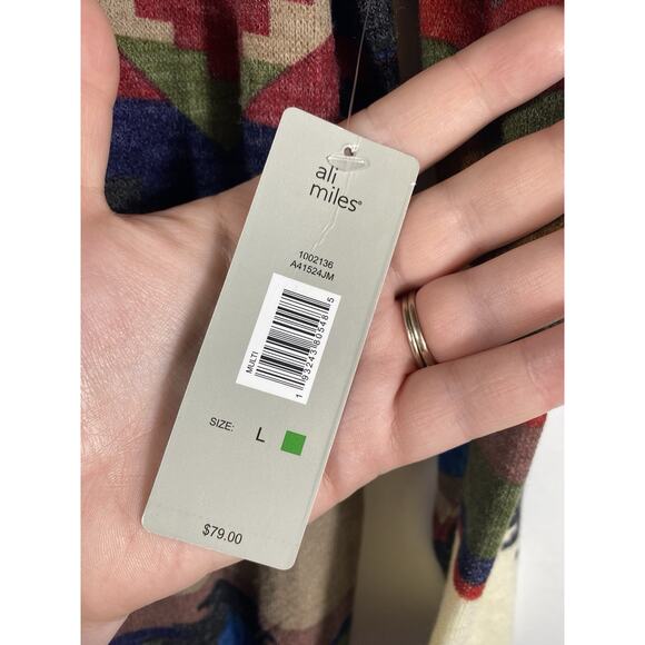 Ali Miles Cardigan Duster Sweater Size Large NEW Southwestern Navajo Cabincore - Picture 12 of 15